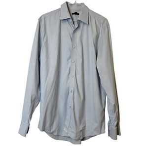 Gap Striped Long Sleeve Cotton Button Up Dress Shirt White Black Large 16-16.5